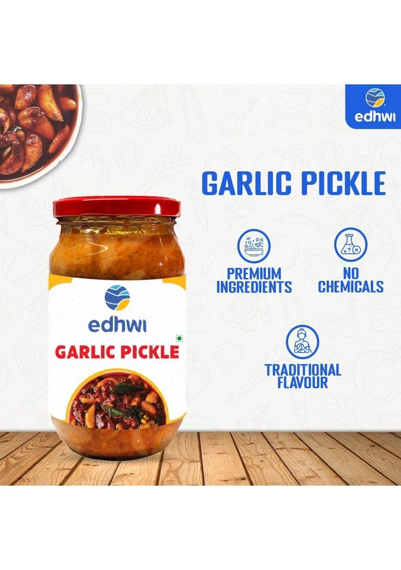 Edhwi Garlic Pickle 400G | Spicy And Flavorful Authentic Indian Recipe 400 Gram