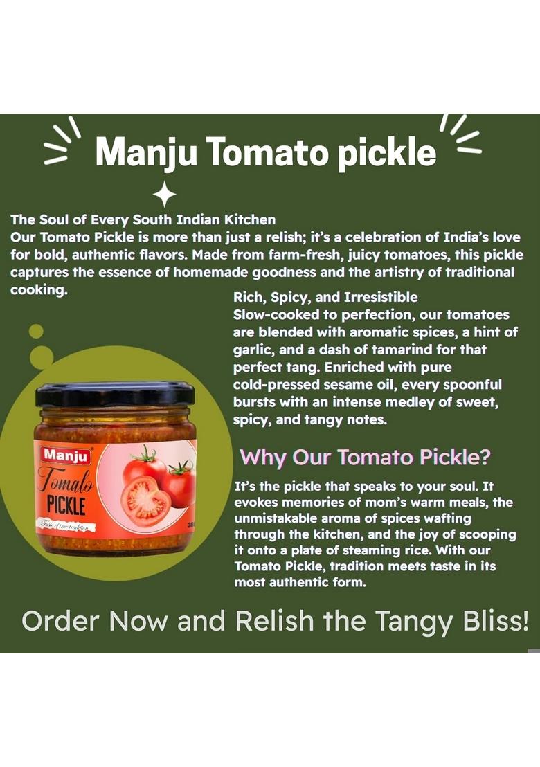 Manju Tomato Pickle Traditional Indian Style 300G