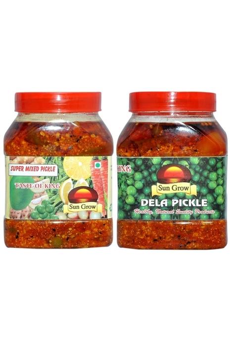Sun Grow Combo Pack Of 2Kg Organic Homemade Flavour Taste Pachranga Mix Vegetable Pickle 1Kg Tasty Masaledar Ker Ka Achar