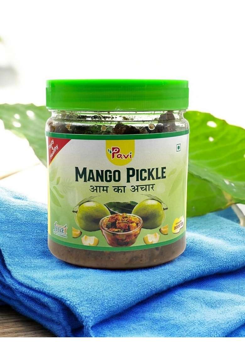 Pavi Home Made Khatta Aam Ka Achar 450 Gm Jar| Mango Pickle | 100 Natural No Artificial Preservatives Pack Of 1 - Indya