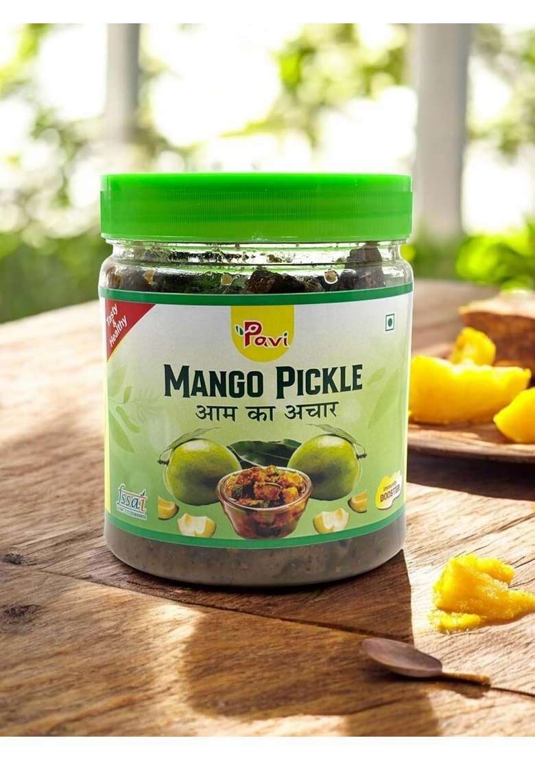 Pavi Home Made Khatta Aam Ka Achar 450 Gm Jar| Mango Pickle | 100 Natural No Artificial Preservatives Pack Of 1 - Indya