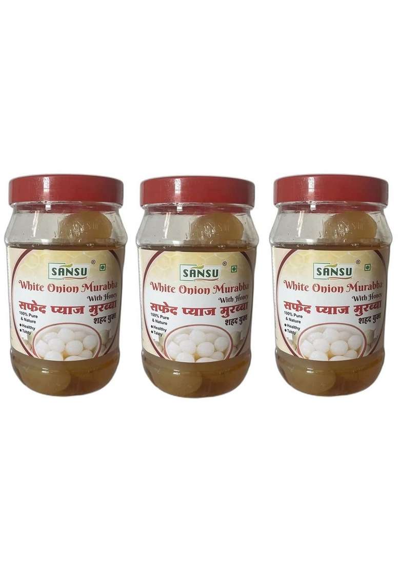 Sansu Premium Murabba | White Onion Home Made Organic Safed Pyaaz Ka 500G Pack Of 3 - Indya