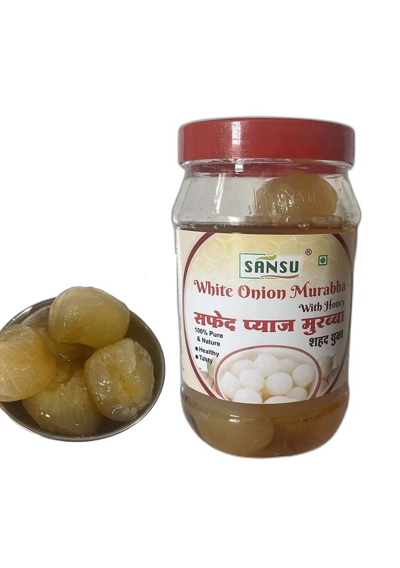 Sansu Premium Murabba | White Onion Home Made Organic Safed Pyaaz Ka 500G Pack Of 3 - Indya