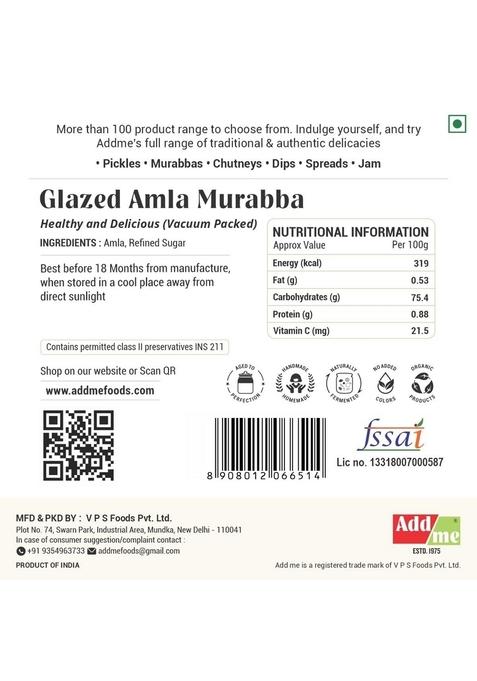 Add Me Sweet Kesar Amala Murabba Large 3Kg Vaccum Packed Without Syrup Organic Immunity Boosters 750Gmx4 Homemade Keshar Ambla Murba | Natural Healthy No Preservatives