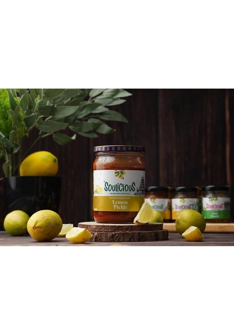 Soulicious Lemon Pickle | Tangy Spicy Indian Achar Traditional Homemade Style No Preservatives Natural Ingredients 300 Gm
