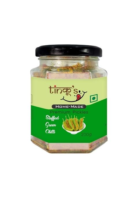 Tinkus Tinku'S Bharwa Hari Mirchi Ka Achar Homemade 200 Gm Stuffed Chilli Pickle Glass Jar
