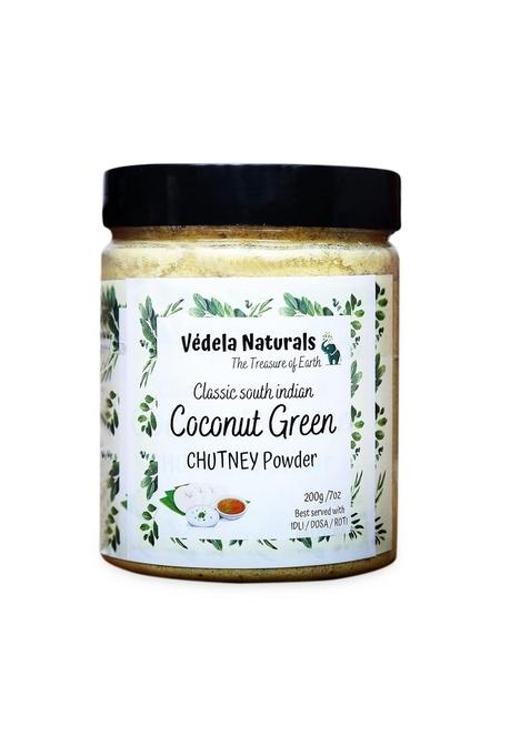 Védela Naturals Vedela South Indian Style Instant Coconut Green Chutney Powder 100G 3Oz [Nariyal Ki Just Add Water