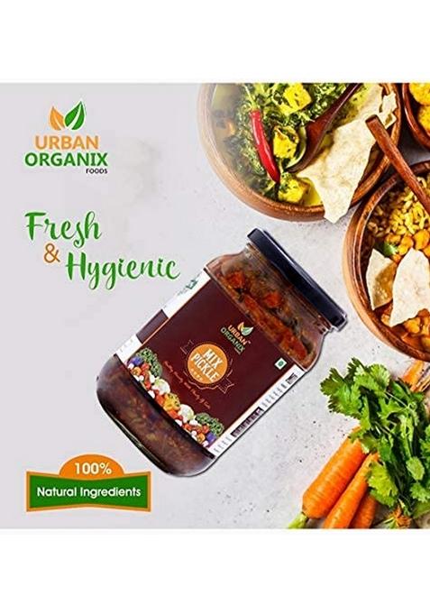 Urban Organix Foods Mixed Pickle Vegetable Achaar Mango Lime Green Chilli Carrot Ginger 500 G Pack Of 2