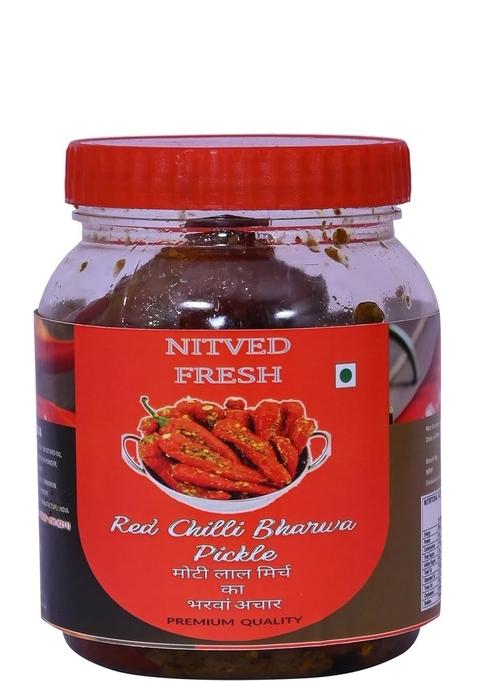 Nitved Fresh Red Chilli Bharwa Pickle Homemade Spicy Moti Lal Mirch Ka Achar 400 Gms
