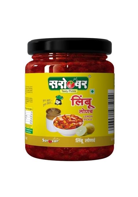 Just Sarovar Traditional Lemon Pickle |Indian Achar | Preservative Free Organic Methods Tangy Spicy Nimbu Ka Achaar 200 Gm Pack Of 2