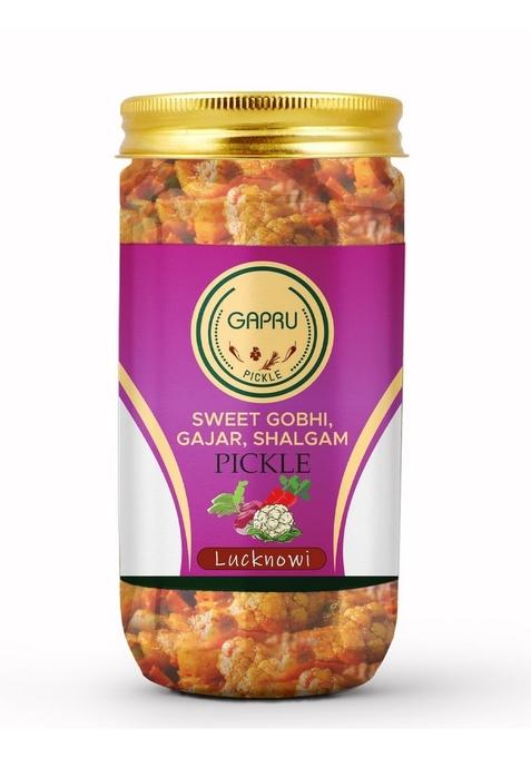 Gapru Pickle Lucknawi Gobhi Gajar Shalgam 400Grams Sweet Sour And Juicy Khatta Meetha Achar | Organic North Indian Traditional Home Made Achaar