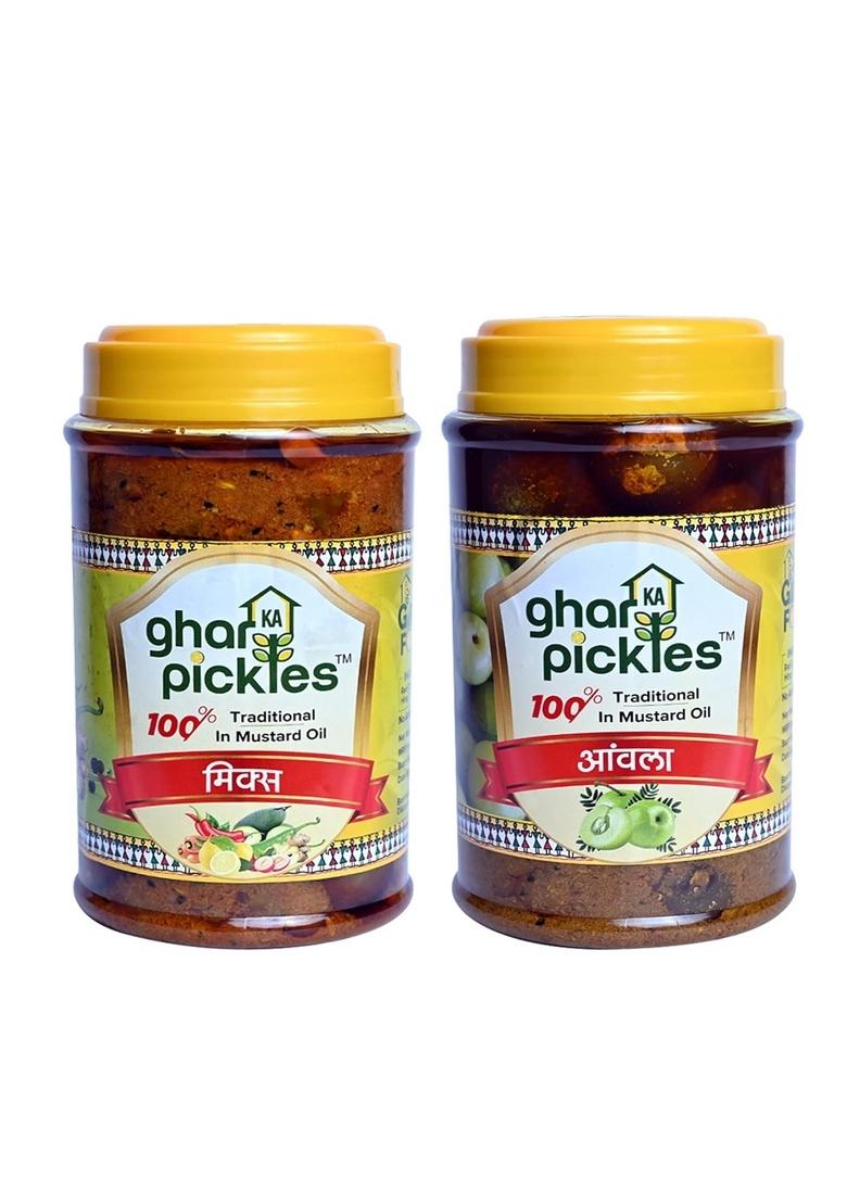 Ghar Ka Pickles Traditional Homemade Mixed Amla Pickle 450G Natural No Chemical Preservatives Added Pack Of 2