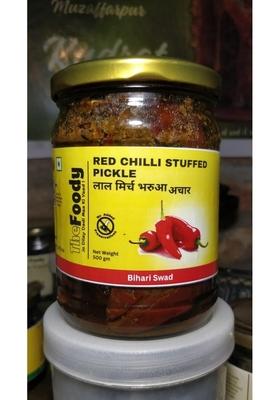 The Foody | Lal Mirch Bharua Achar Red Chilli Stuffed Pickle 500Gms Preservatives Free Bihari Swaad In Mustard Oil Spicy Tangy Hand Made Sun Dried No Additives Added Colour Ready To Eat