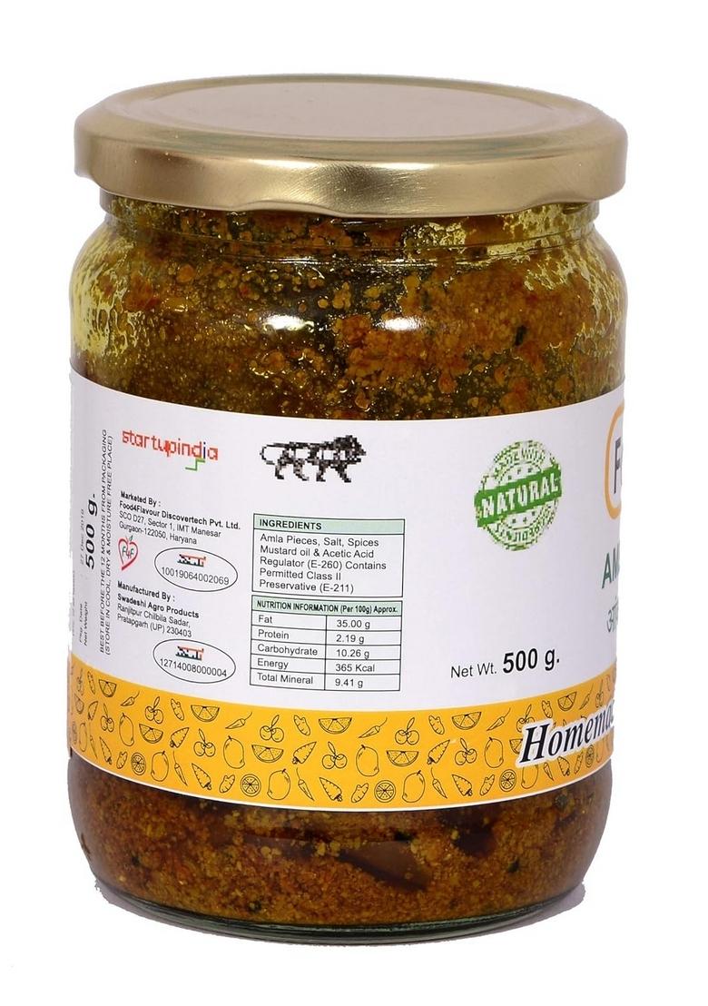 Favor8 Gooseberry Pickle Traditional |Amla Ka Achaar |Homemade Banarasi Recipe | Made By Khachi Ghani Mustard Oil Glass Jar Pack Of 1 X 500G