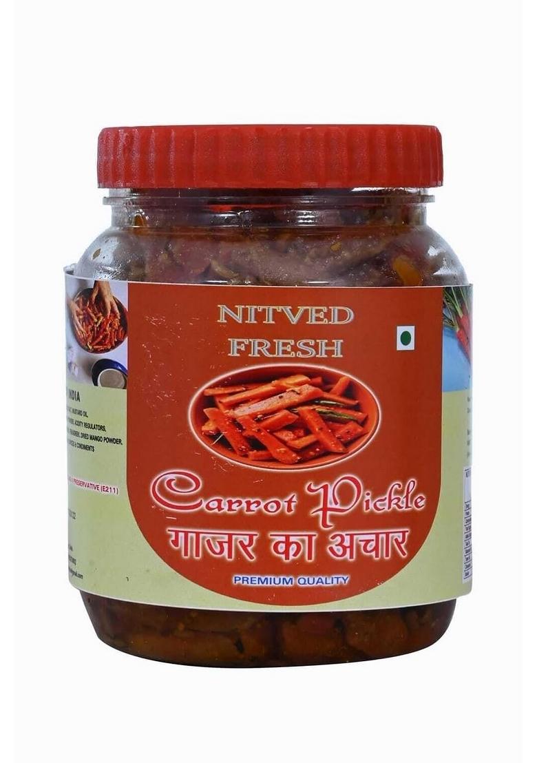 Nitved Fresh Carrot Pickle Homemade Tasty Sour Spicy Gajar Ka Achar 400 Gms