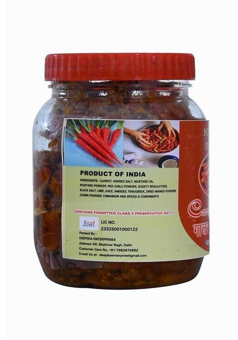 Nitved Fresh Carrot Pickle Homemade Tasty Sour Spicy Gajar Ka Achar 400 Gms