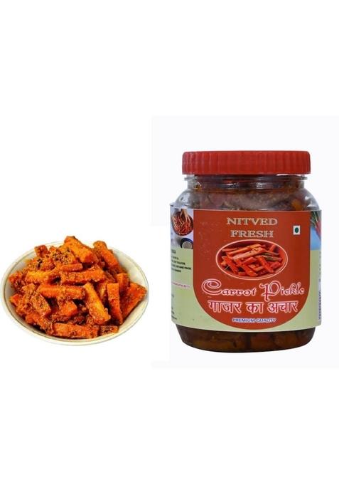 Nitved Fresh Carrot Pickle Homemade Best Sour Spicy Gajar Ka Achar 400Gms