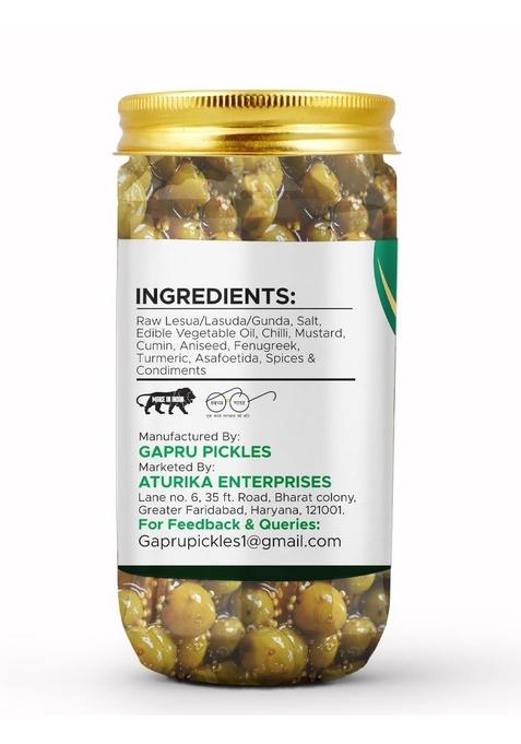 Gapru Pickle Home Made Lasode Lesua Gunda Achar 400Gm Rajasthani Lasoda Fruit Ka Achaar | Organic North Indian Traditional