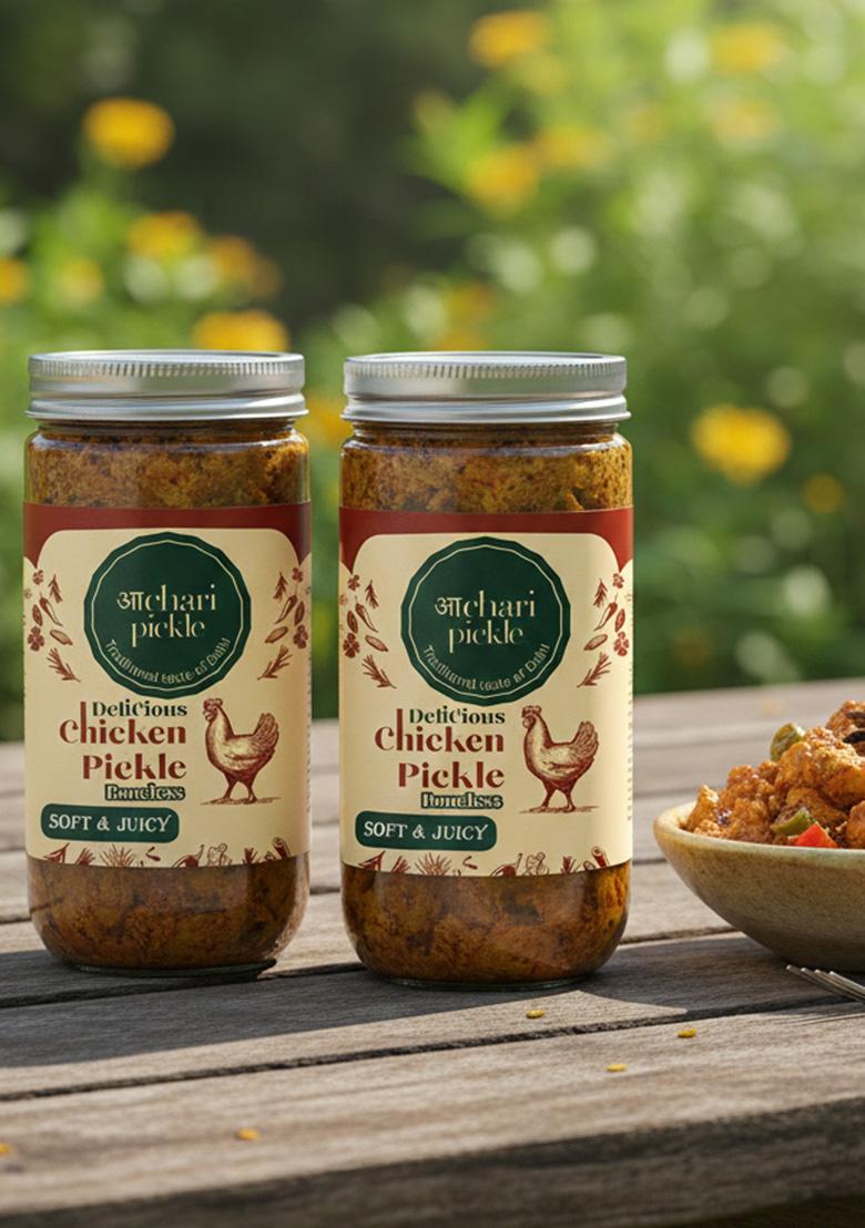Achari Pickle Soft Juicy Chicken Boneless Combo 400 Gm Non Veg