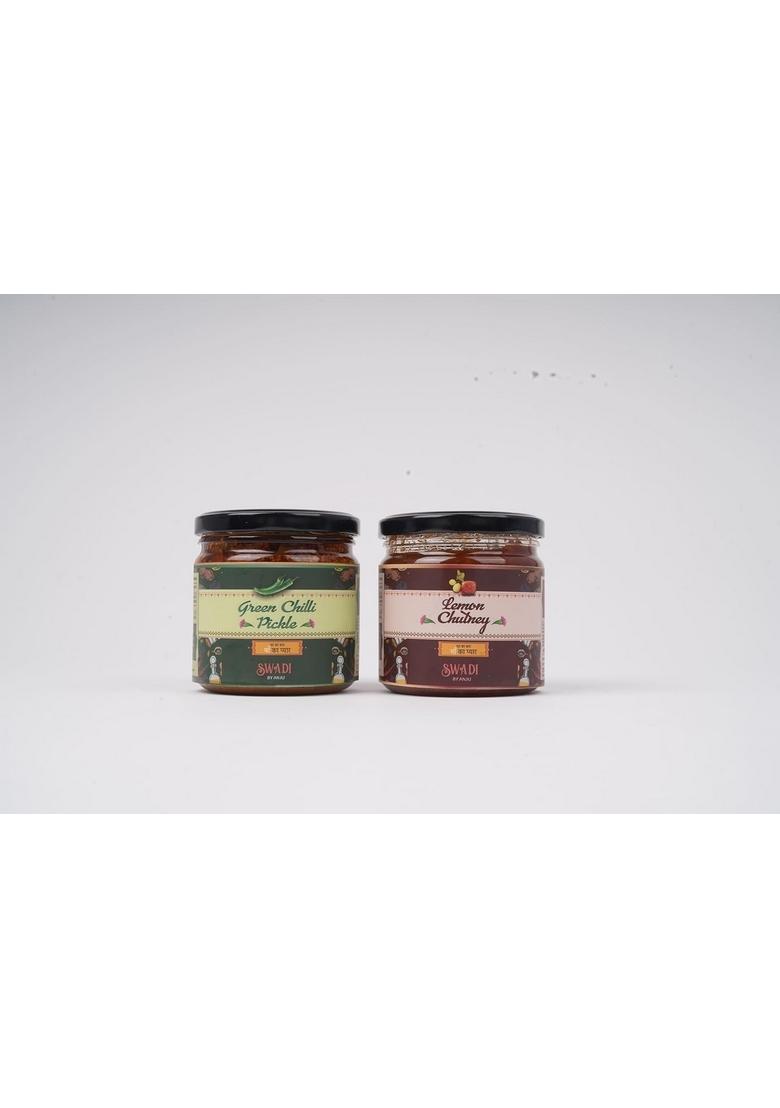 Swadi By Anju Lemon Chutney Green Chilli Pickle | Made With The Juiciest Lemons Sweet Sour Delicious Lime Limbu Meethi Chatni