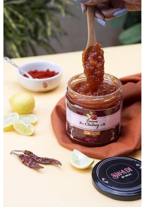 Swadi By Anju Lemon Chutney Green Chilli Pickle | Made With The Juiciest Lemons Sweet Sour Delicious Lime Limbu Meethi Chatni