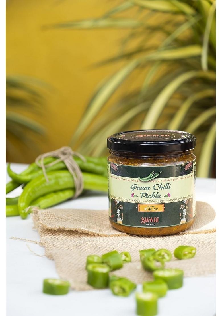 Swadi By Anju Combo Pack Of Green Chilli Mango Pickle | Home Made Rajasthani Achar| Dry Masaledar Aam Ka Achaar With No Added Preservatives