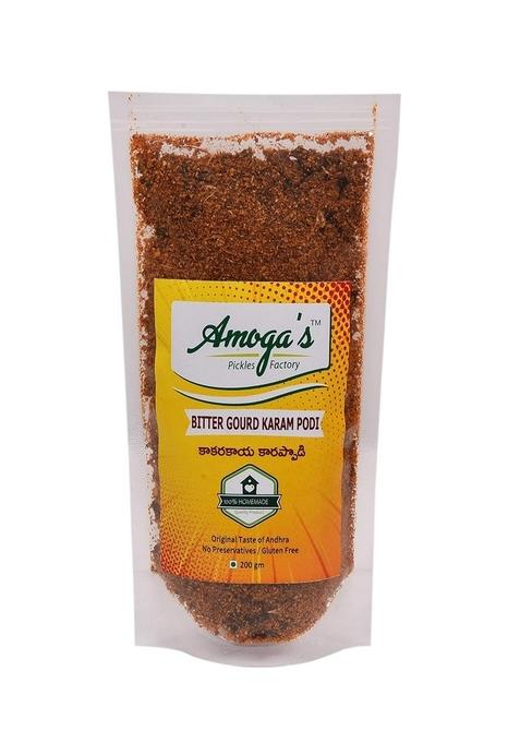 Amoga'S Pickles Factory Andhra Fresh Gooseberry Usirikaya Pickle Achar 200 Gm Bitter Gourd Kakarakaya Karam Podi Combo Pack Of 2