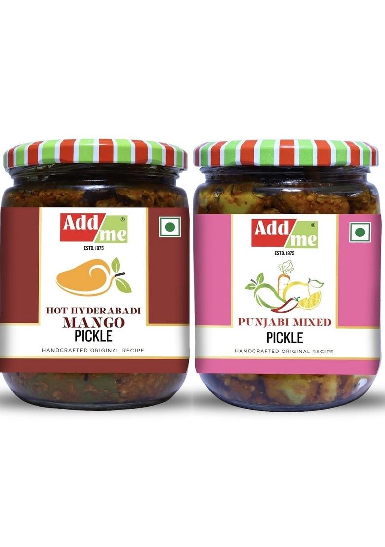 Add Me Mango Pickle In Garlic Mixed 500Gm Each Mix Achar Of Aam Lemon Chilli Carrot Ker Ginger Keri Karonda Lasoda Glass Pack