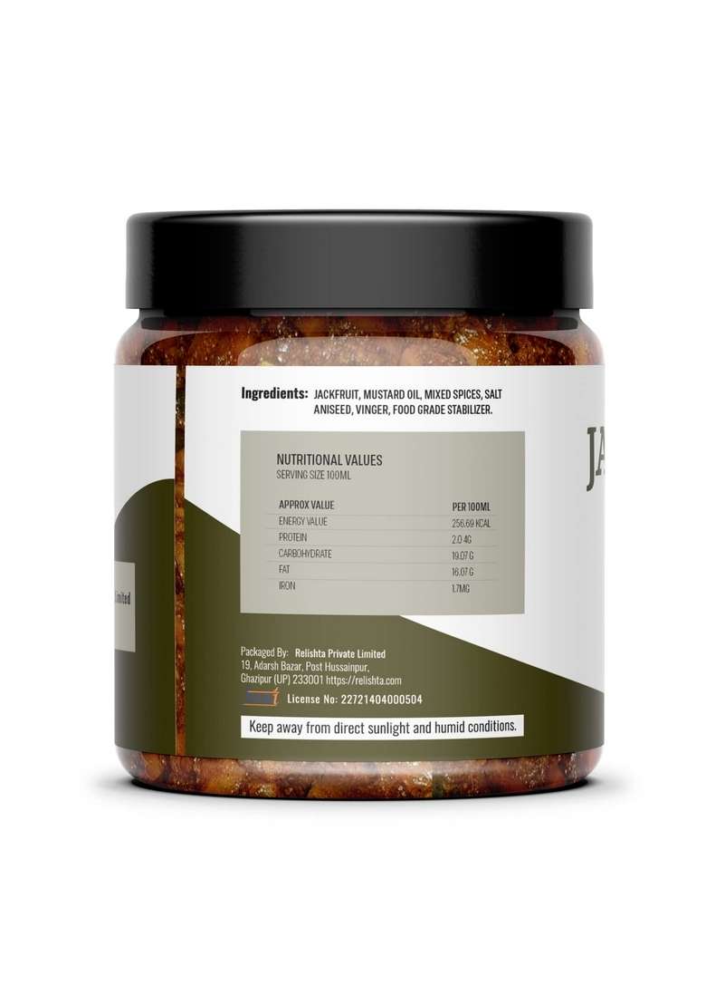 Relishta Jackfruit Mixed Lal Mirch Pickle Kathal Ka Achar 3X250G Less Oil Homemade - Indya