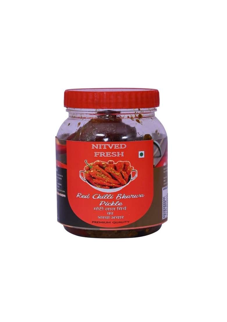 Nitved Fresh Red Chilli Bharwa Pickle Homemade Special Spicy Lal Mirch Ka Achar 400G - Indya