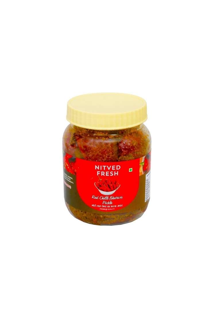 Nitved Fresh Red Chilli Bharwa Pickle Spicy Lal Mirch Ka Achar Homemade 400Gm - Indya