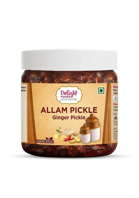 Delight Foods Allam Ginger Pickle 250 Gm Pachadi Adrak Chutney | Traditional Andhra Special Achaar Homemade With Tamarind Paste Jaggery Mixed Spices No Garlic