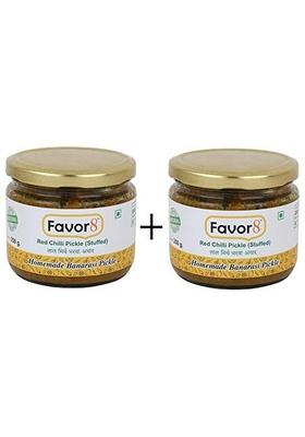 Favor8 Home Made Spicy Red Chilli Pickle Mirch Ka Bharva Achar By Pure Mustard Oil Tangy And Salty In Glass Jar Homemade Banarasi Recipe Pack Of 2 X 250G
