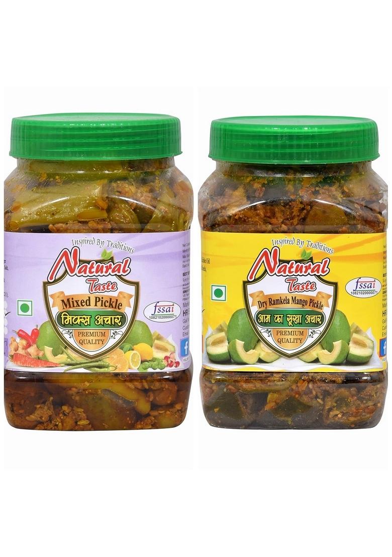 Natural Taste Combo Organic Homemade Spicy Masala Punjabi Style Dry Ramkela Mango 400 Gm Home Made Mixed Vegetable Ka Achar