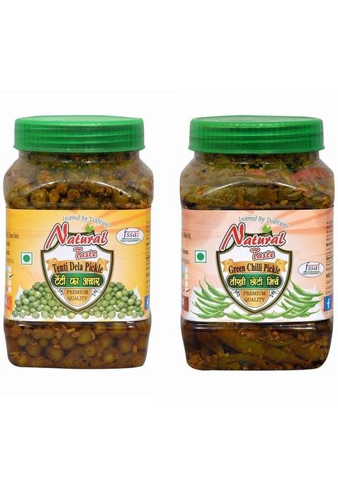 Natural Taste Combo Home Made Organic Spicy Punjabi Dela Pickle Tenti Ka Achar 400 Gm Green Chilli Real Of Banaras Pickles