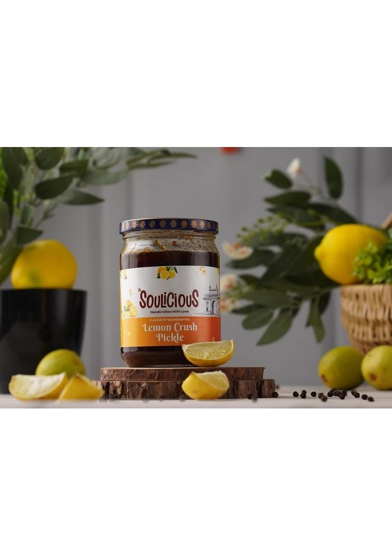 Soulicious Traditional Style Lemon Crush Pickle | Tangy Spicy Flavored Indian Authentic Homemade Taste No Added Preservatives 300Gm