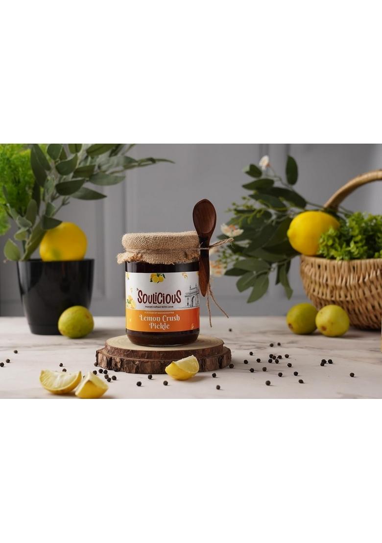 Soulicious Traditional Style Lemon Crush Pickle | Tangy Spicy Flavored Indian Authentic Homemade Taste No Added Preservatives 300Gm