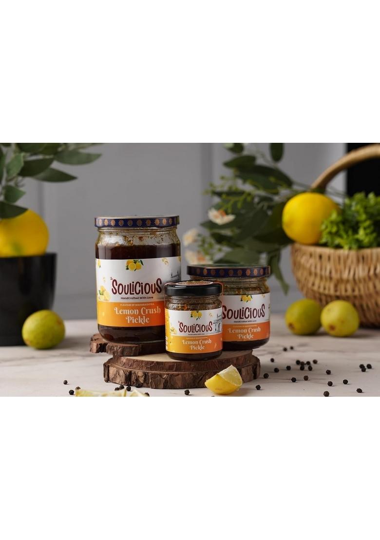 Soulicious Traditional Style Lemon Crush Pickle | Tangy Spicy Flavored Indian Authentic Homemade Taste No Added Preservatives 300Gm