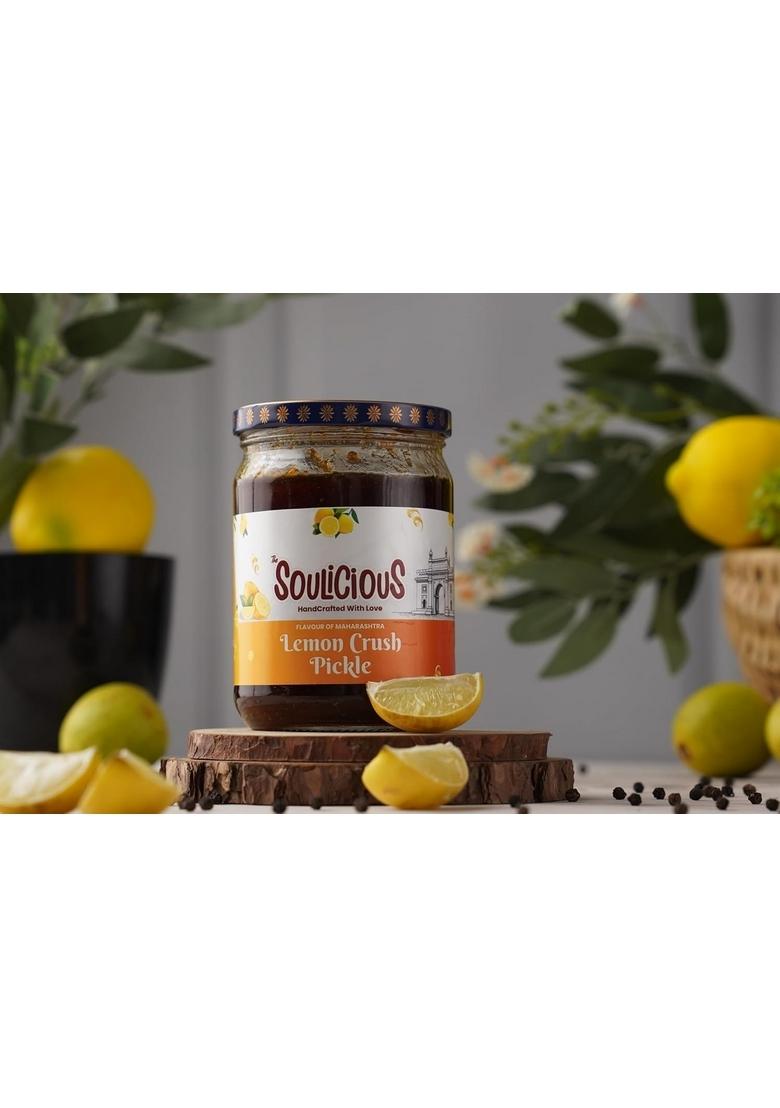 Soulicious Traditional Style Lemon Crush Pickle | Tangy Spicy Flavored Indian Authentic Homemade Taste No Added Preservatives 300Gm