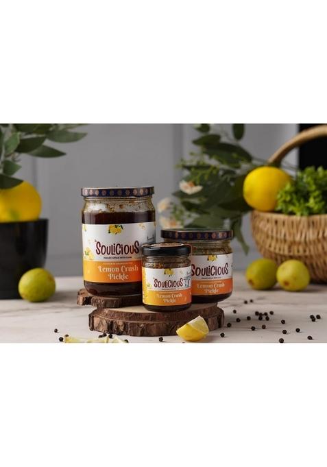 Soulicious Traditional Style Lemon Crush Pickle | Tangy Spicy Flavored Indian Authentic Homemade Taste No Added Preservatives 300Gm