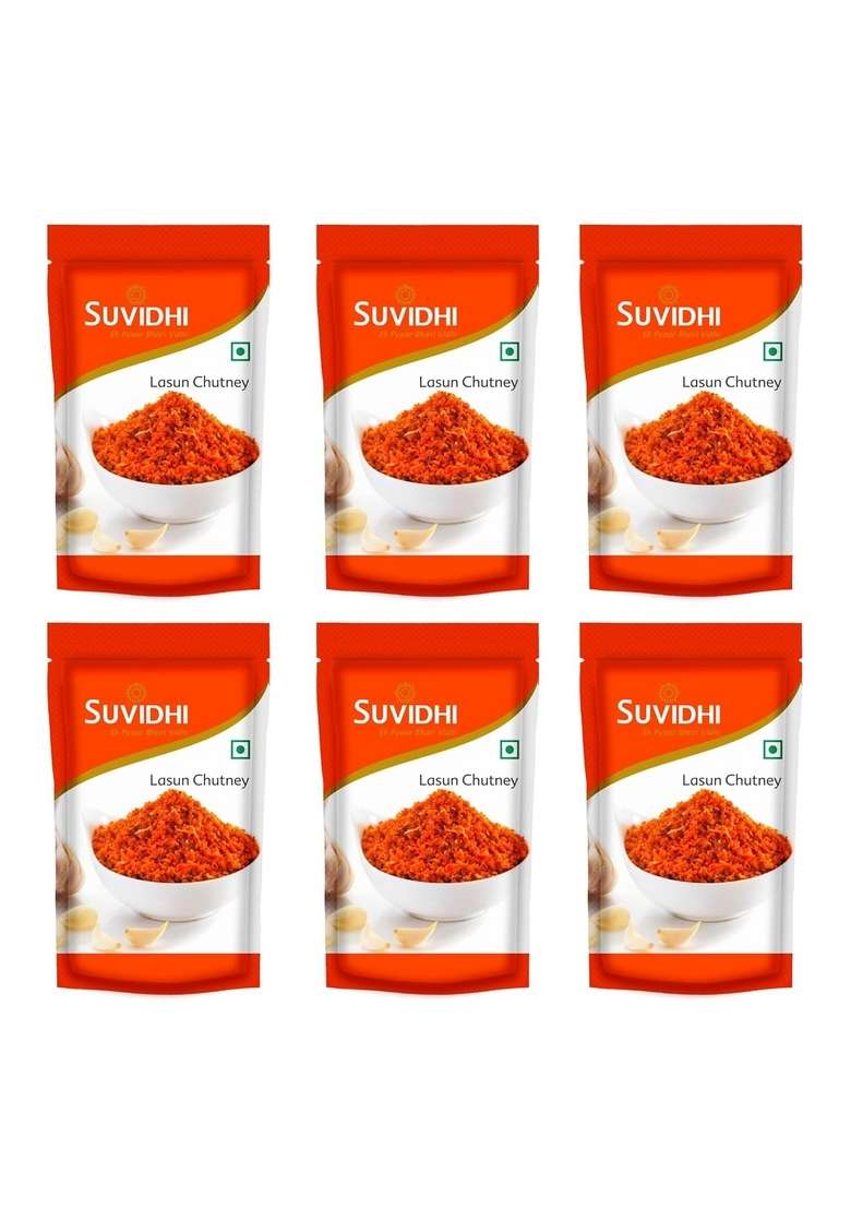 Suvidhi Lasun Chutney Pack Of 6 600Gm - Indya