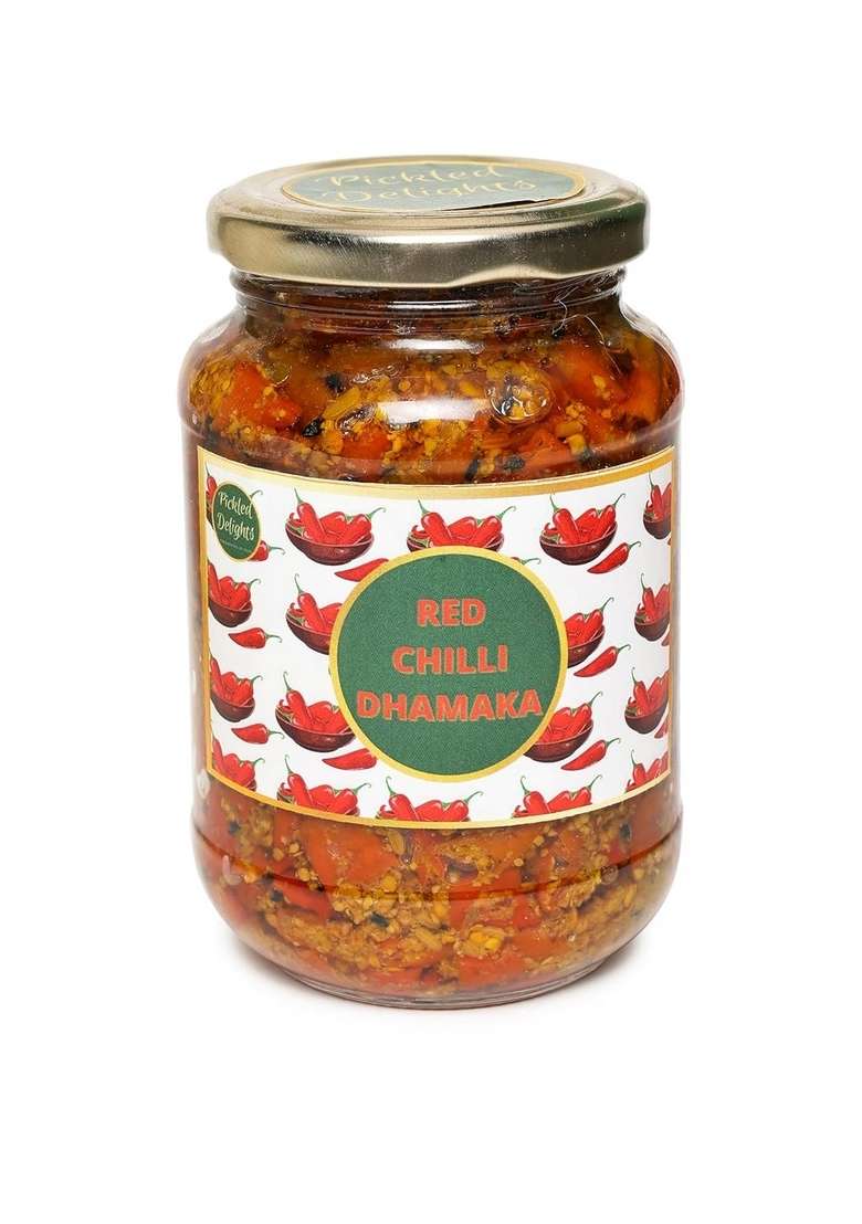 Pickled Delights Lal Mirch Dhamaka Red Chilli Pickle Flavour Spicy 400 Grams - Indya