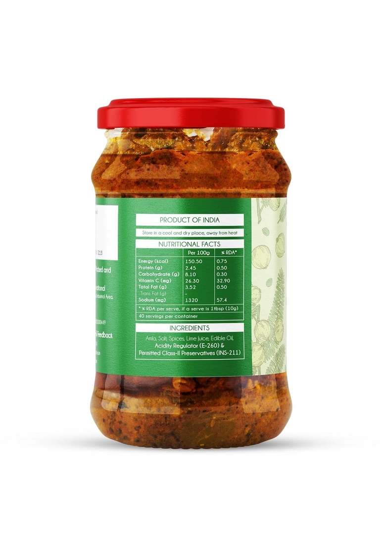 Harnarains International Organic Amla Pickle In Mustard Oil Awla Ka Achar Indian Gooseberry 400 Grams - Indya