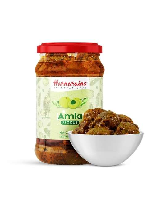 Harnarains International Organic Amla Pickle In Mustard Oil Awla Ka Achar Indian Gooseberry 400 Grams
