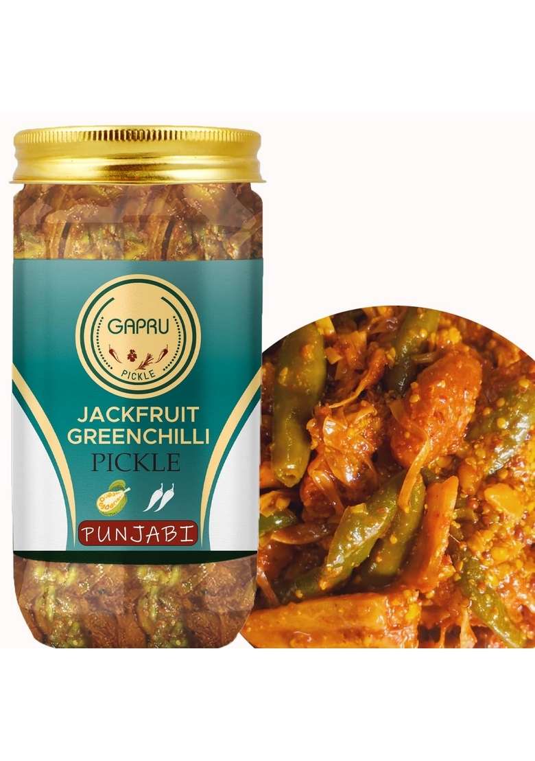 Gapru Pickle Punjabi Kathal Harimirch Achar Homemade Tasty 400 Gm Jackfruit Greenchilli I Taste Bhi Health Organic - Indya