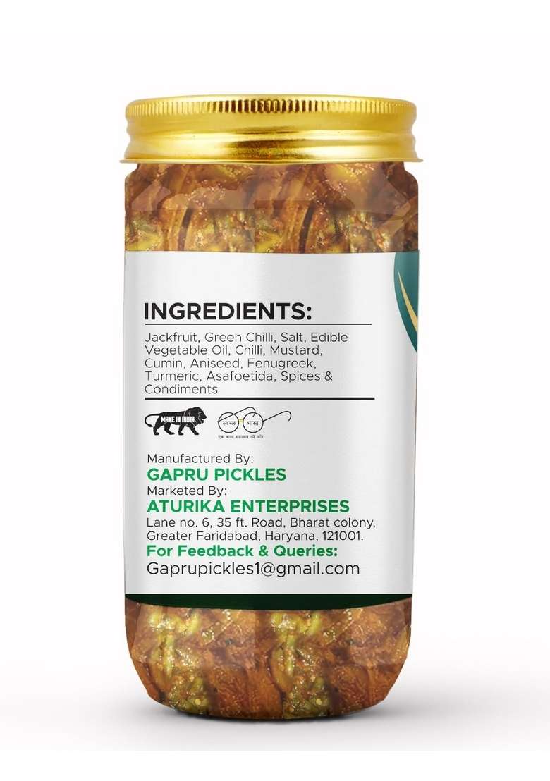 Gapru Pickle Punjabi Kathal Harimirch Achar Homemade Tasty 400 Gm Jackfruit Greenchilli I Taste Bhi Health Organic - Indya