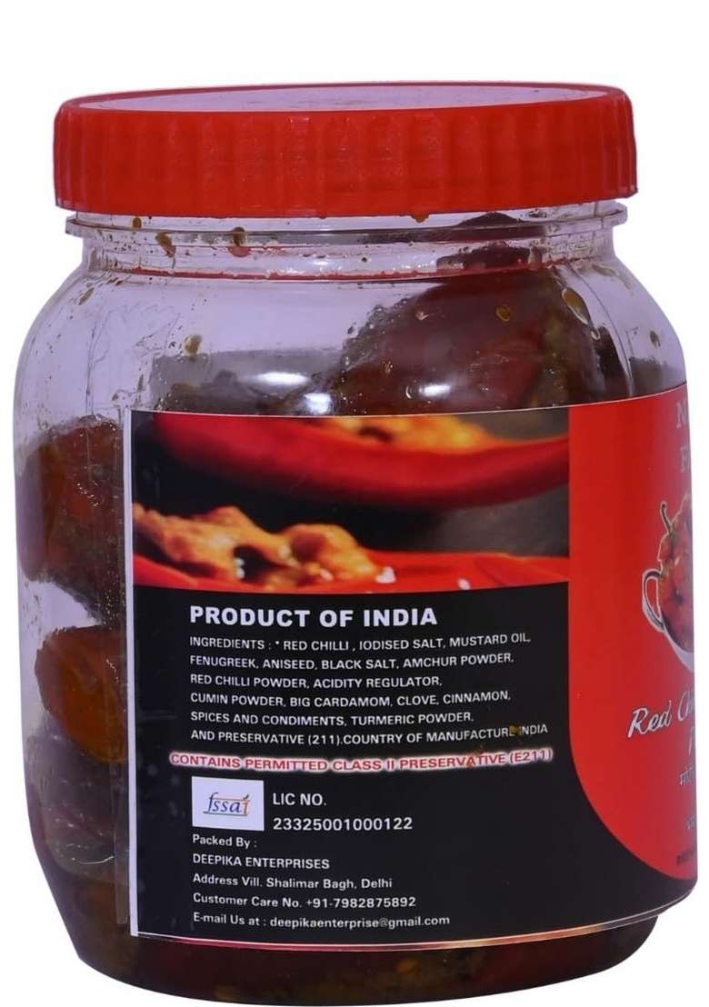 Nitved Fresh Red Chilli Bharwa Pickle Homemade Spicy Moti Lal Mirch Ka Achar 400 Grams - Indya