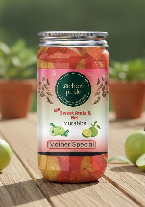Achari Pickles Sweet Amla Bel Murabba Mix Mother Special 400 Gm Ghar Ka Achar