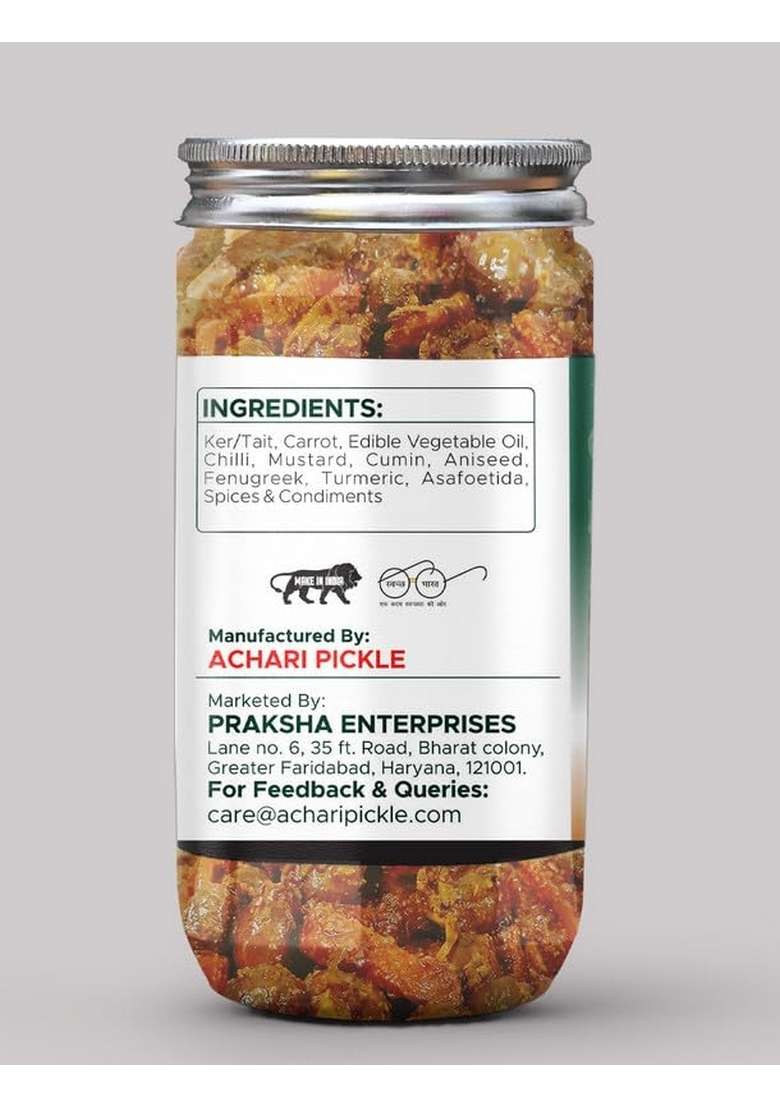Achari Pickles Ker Tait With Carrot Mix Pickle Banarasi 400 Gm Ghar Ka Achar - Indya