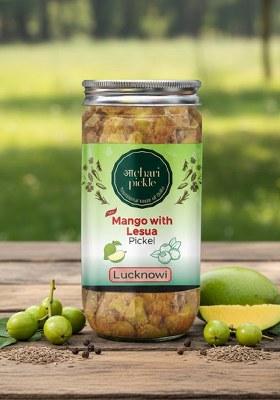 Achari Pickles Mango With Gunda Lesua Mix Pickle Lucknawi 400 Gm Ghar Ka Achar